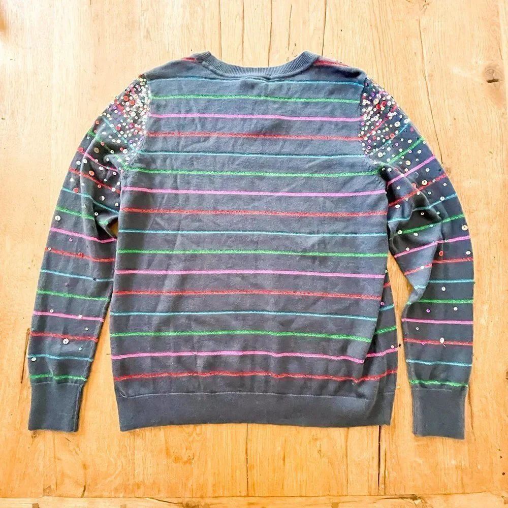 NWT! Halogen x Atlantic-Pacific Confetti Metallic Stripe Sweater, Large - Picture 4 of 4